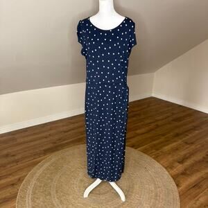 Boden coastal Navy white polka dot Maxi Dress Sz 16/18